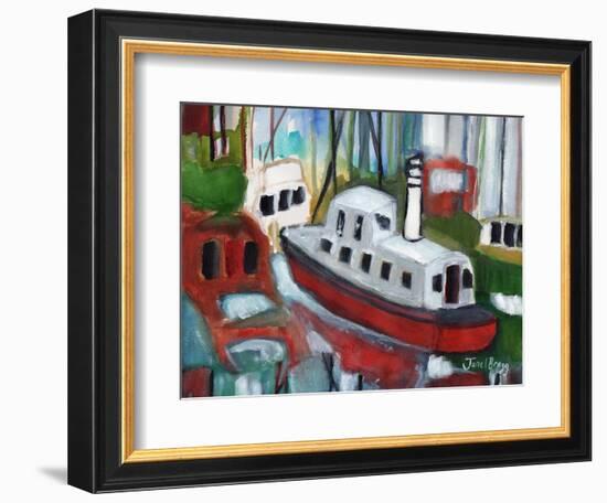 Boats in Cap Sante Marina, C.2018 (Watercolor and Casein on Paper)-Janel Bragg-Framed Giclee Print