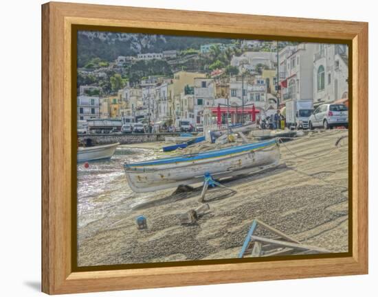 Boats in Capri Harbour Italy-Markus Bleichner-Framed Stretched Canvas