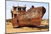 Boats in Desert around Moynaq, Muynak or Moynoq - Aral Sea or Aral Lake - Uzbekistan - Asia-Daniel Prudek-Mounted Photographic Print