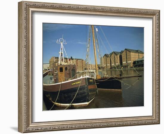 Boats in Docks, Gloucester, Gloucestershire, England, United Kingdom, Europe-Hunter David-Framed Photographic Print