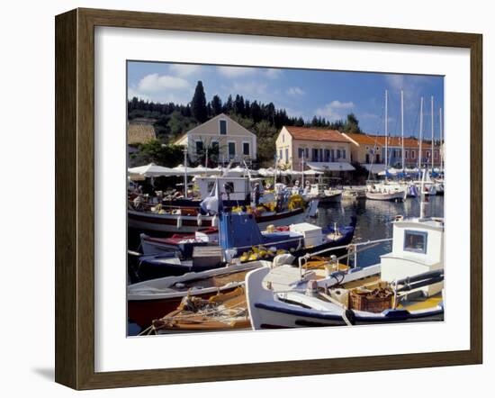 Boats in Fiscardo Harbour, Cephalonia (Kefallinia), Ionian Islands, Greece-Jonathan Hodson-Framed Photographic Print