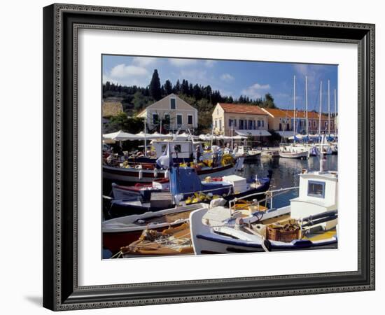 Boats in Fiscardo Harbour, Cephalonia (Kefallinia), Ionian Islands, Greece-Jonathan Hodson-Framed Photographic Print