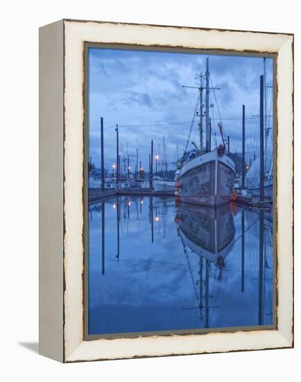Boats in Harbor at Twilight, Southeast Alaska, USA-Nancy Rotenberg-Framed Premier Image Canvas