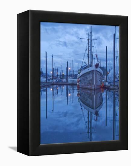 Boats in Harbor at Twilight, Southeast Alaska, USA-Nancy Rotenberg-Framed Premier Image Canvas