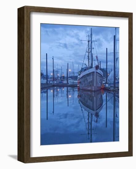 Boats in Harbor at Twilight, Southeast Alaska, USA-Nancy Rotenberg-Framed Photographic Print