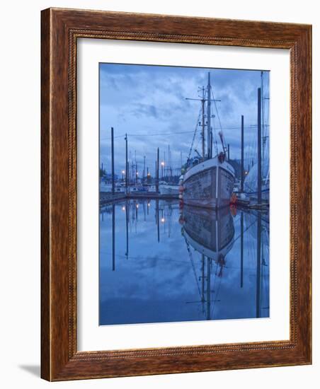 Boats in Harbor at Twilight, Southeast Alaska, USA-Nancy Rotenberg-Framed Photographic Print