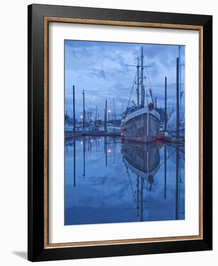 Boats in Harbor at Twilight, Southeast Alaska, USA-Nancy Rotenberg-Framed Photographic Print