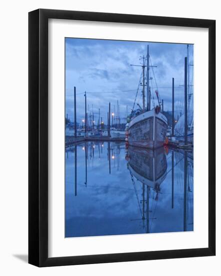 Boats in Harbor at Twilight, Southeast Alaska, USA-Nancy Rotenberg-Framed Photographic Print