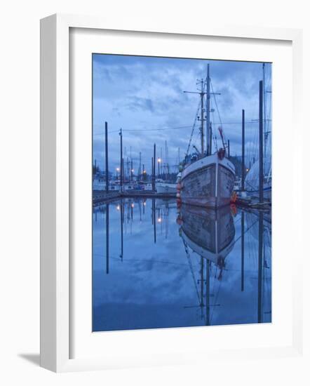 Boats in Harbor at Twilight, Southeast Alaska, USA-Nancy Rotenberg-Framed Photographic Print