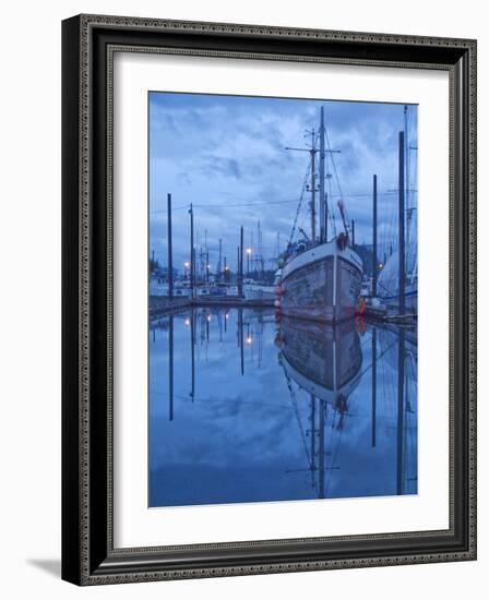 Boats in Harbor at Twilight, Southeast Alaska, USA-Nancy Rotenberg-Framed Photographic Print