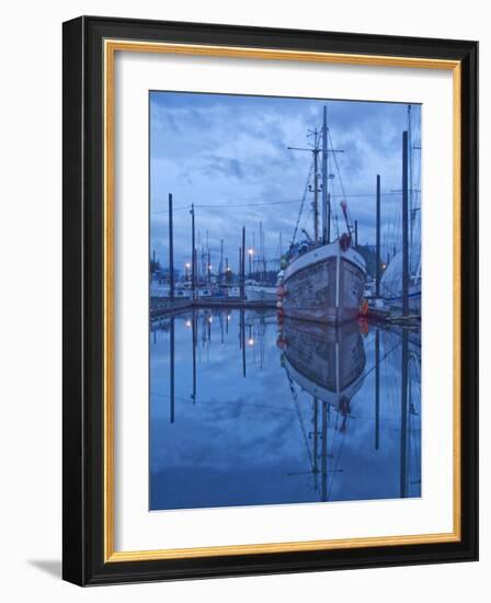 Boats in Harbor at Twilight, Southeast Alaska, USA-Nancy Rotenberg-Framed Photographic Print