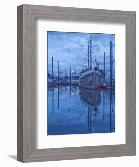 Boats in Harbor at Twilight, Southeast Alaska, USA-Nancy Rotenberg-Framed Photographic Print