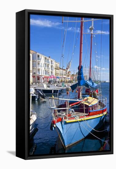 Boats in Harbor, Meze, Herault, Languedoc Roussillon Region, France, Europe-Guy Thouvenin-Framed Premier Image Canvas