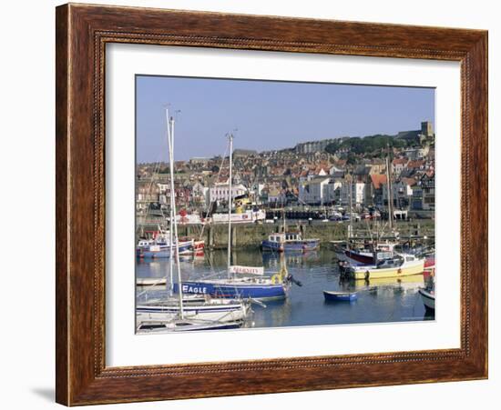 Boats in Harbour and Seafront, Scarborough, Yorkshire, England, United Kingdom-Robert Francis-Framed Photographic Print