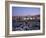 Boats in Harbour at Dusk, with Shops and Restaurants of Mykonos Town in the Background, Greece-Fraser Hall-Framed Photographic Print