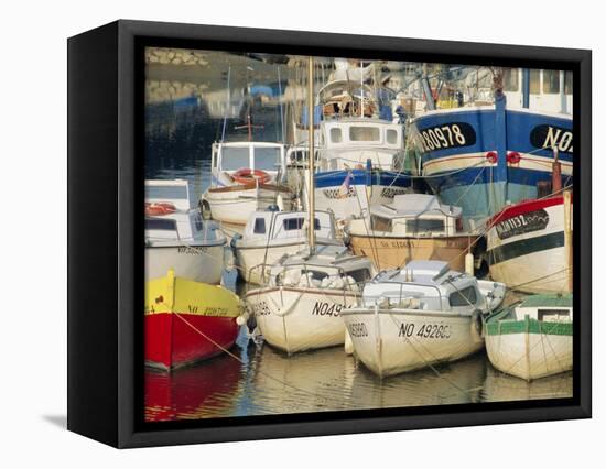 Boats in Harbour, Noirmoutier-En-Ile, Island of Noirmoutier, Vendee, France-Bruno Barbier-Framed Premier Image Canvas