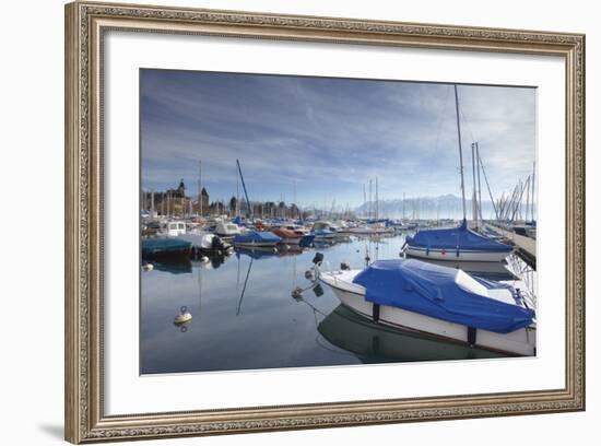 Boats in Harbour, Ouchy, Lausanne, Vaud, Switzerland, Europe-Ian Trower-Framed Photographic Print