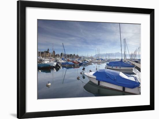 Boats in Harbour, Ouchy, Lausanne, Vaud, Switzerland, Europe-Ian Trower-Framed Photographic Print