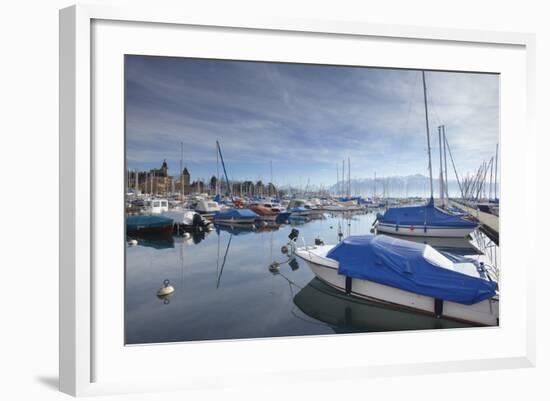 Boats in Harbour, Ouchy, Lausanne, Vaud, Switzerland, Europe-Ian Trower-Framed Photographic Print