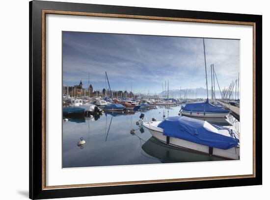 Boats in Harbour, Ouchy, Lausanne, Vaud, Switzerland, Europe-Ian Trower-Framed Photographic Print