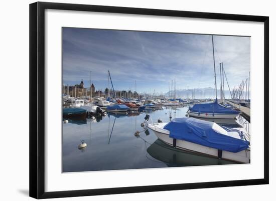 Boats in Harbour, Ouchy, Lausanne, Vaud, Switzerland, Europe-Ian Trower-Framed Photographic Print