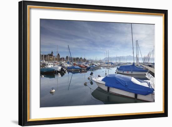 Boats in Harbour, Ouchy, Lausanne, Vaud, Switzerland, Europe-Ian Trower-Framed Photographic Print