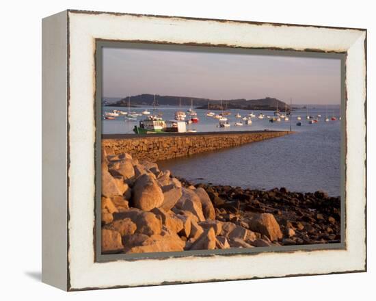 Boats in Harbour, Presquile Grande, Cote De Granit Rose, Cotes d'Armor, Brittany, France-David Hughes-Framed Premier Image Canvas