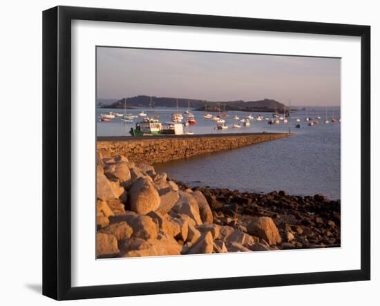 Boats in Harbour, Presquile Grande, Cote De Granit Rose, Cotes d'Armor, Brittany, France-David Hughes-Framed Photographic Print