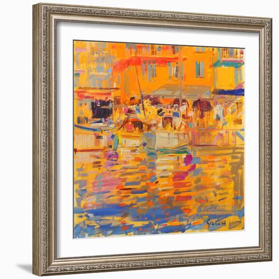 Boats in Harbour, Saint-Tropez-Peter Graham-Framed Giclee Print