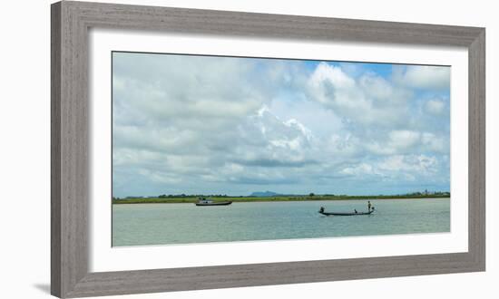 Boats in Kaladan River, Rakhine State, Myanmar-null-Framed Photographic Print