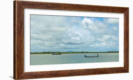 Boats in Kaladan River, Rakhine State, Myanmar-null-Framed Photographic Print