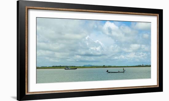 Boats in Kaladan River, Rakhine State, Myanmar-null-Framed Photographic Print