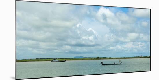 Boats in Kaladan River, Rakhine State, Myanmar-null-Mounted Photographic Print