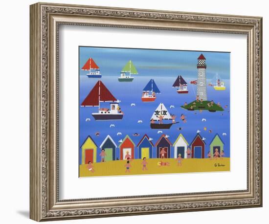 Boats in Lighthouse Bay-Gordon Barker-Framed Giclee Print