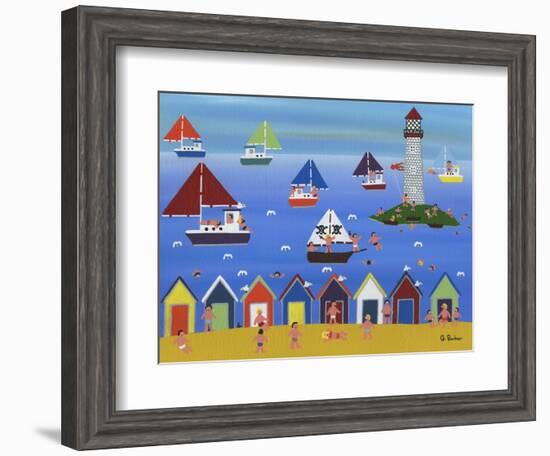 Boats in Lighthouse Bay-Gordon Barker-Framed Giclee Print