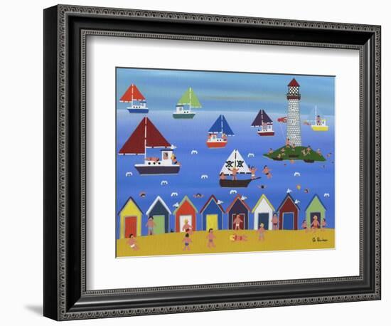 Boats in Lighthouse Bay-Gordon Barker-Framed Giclee Print