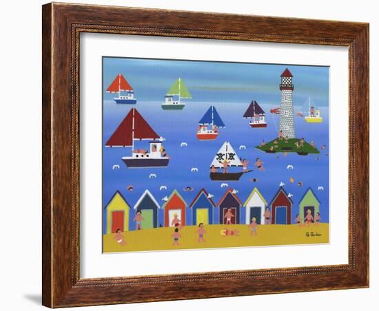 Boats in Lighthouse Bay-Gordon Barker-Framed Giclee Print