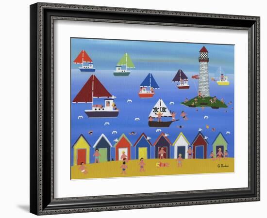 Boats in Lighthouse Bay-Gordon Barker-Framed Giclee Print