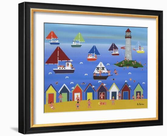 Boats in Lighthouse Bay-Gordon Barker-Framed Giclee Print