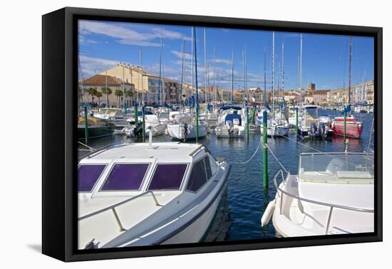 Boats in Marina, Meze, Herault, Languedoc Roussillon Region, France, Europe-Guy Thouvenin-Framed Premier Image Canvas