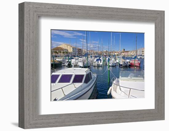 Boats in Marina, Meze, Herault, Languedoc Roussillon Region, France, Europe-Guy Thouvenin-Framed Photographic Print