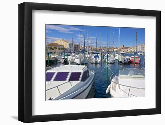 Boats in Marina, Meze, Herault, Languedoc Roussillon Region, France, Europe-Guy Thouvenin-Framed Photographic Print