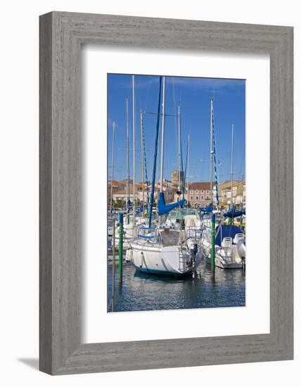 Boats in Marina, Meze, Herault, Languedoc Roussillon Region, France, Europe-Guy Thouvenin-Framed Photographic Print