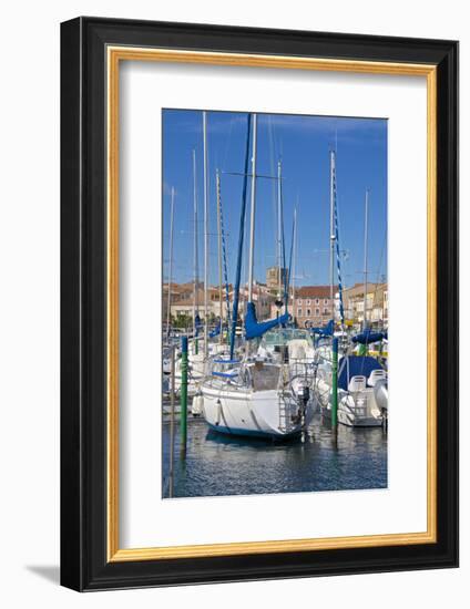 Boats in Marina, Meze, Herault, Languedoc Roussillon Region, France, Europe-Guy Thouvenin-Framed Photographic Print