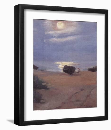 Boats in Moonlight at South Beach-Anna Kirstine Ancher-Framed Premium Giclee Print