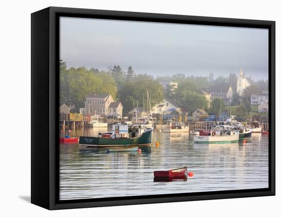 Boats in Morning Fog. Corea, Maine, Usa-Jerry & Marcy Monkman-Framed Premier Image Canvas