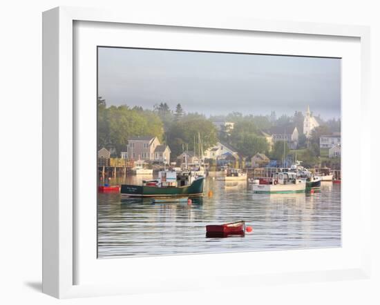 Boats in Morning Fog. Corea, Maine, Usa-Jerry & Marcy Monkman-Framed Photographic Print