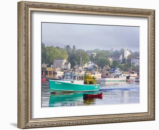 Boats in Morning Fog. Corea, Maine, Usa-Jerry & Marcy Monkman-Framed Photographic Print