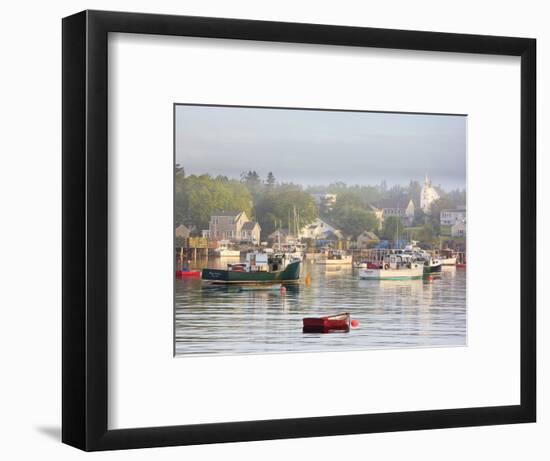 Boats in Morning Fog. Corea, Maine, Usa-Jerry & Marcy Monkman-Framed Photographic Print