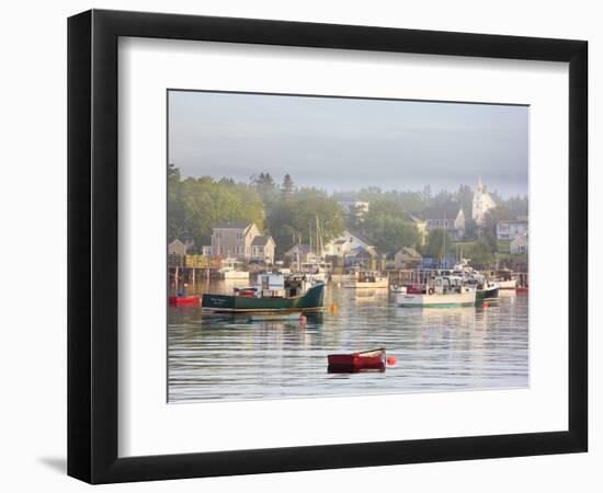 Boats in Morning Fog. Corea, Maine, Usa-Jerry & Marcy Monkman-Framed Photographic Print